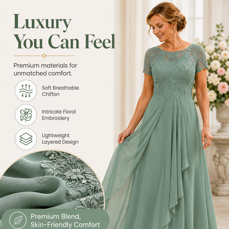 🎉 LIMITED TIME 50% OFF! 👗 Women’s Elegant Round Neck Dress – Lace Detail, Flowing Silhouette & Waist-Defining Fit 🌸