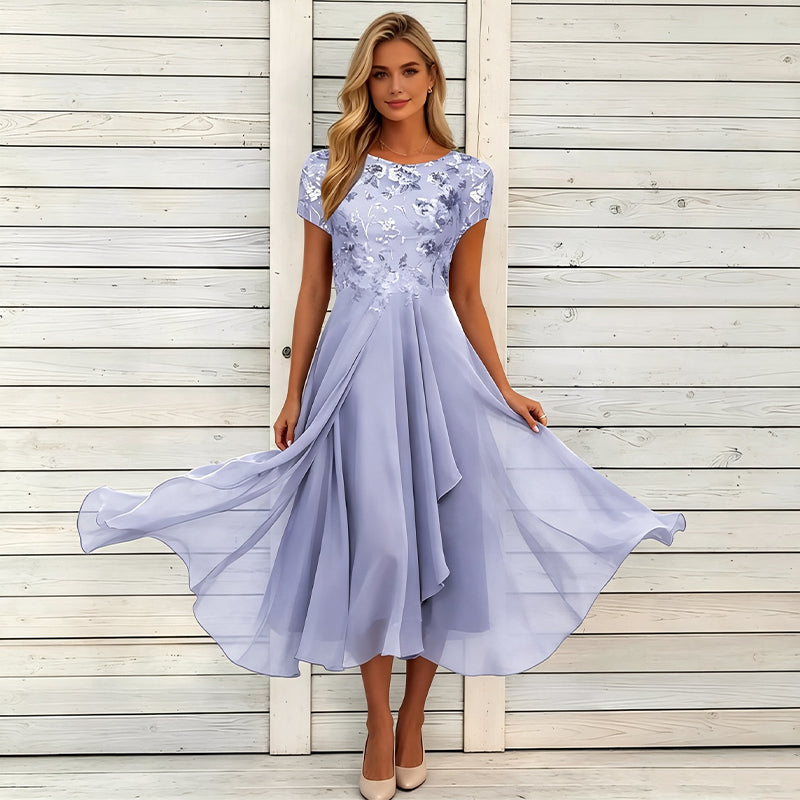 🎉 LIMITED TIME 50% OFF! 👗 Women’s Elegant Round Neck Dress – Lace Detail, Flowing Silhouette & Waist-Defining Fit 🌸