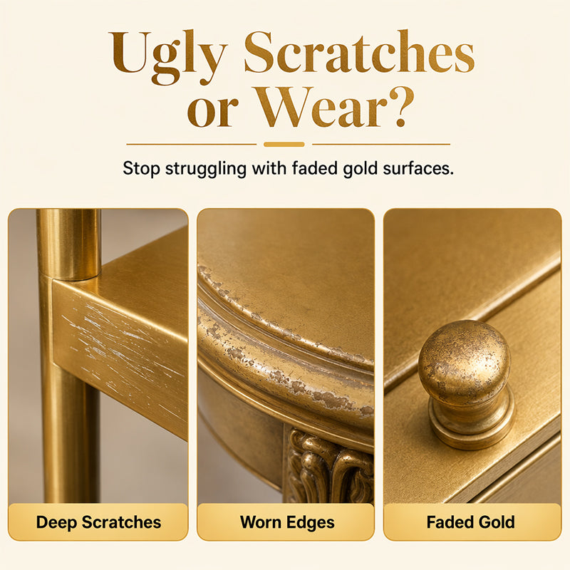 🥳2026 HOT SALE🥳|💞 Gold Furniture Repair Paint – Covers scratches & chips on golden surfaces. No need to replace – just brush & restore! 🎨🛡️