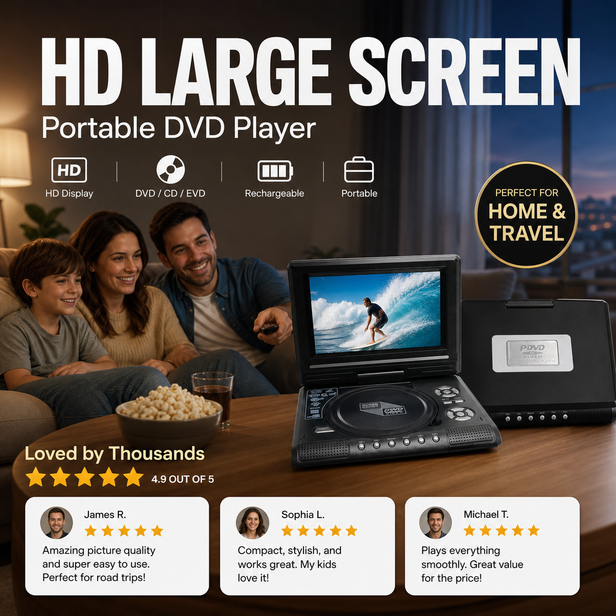 🥳2026 HOT SALE🥳💞50K+ SOLD!📺✨ 50% OFF! 7.8″ HD Portable DVD Player – Crystal clear picture, built‑in speaker & AV output. Plays DVD/CD/USB/SD – perfect for cosy nights & travel! 🎬🎞️