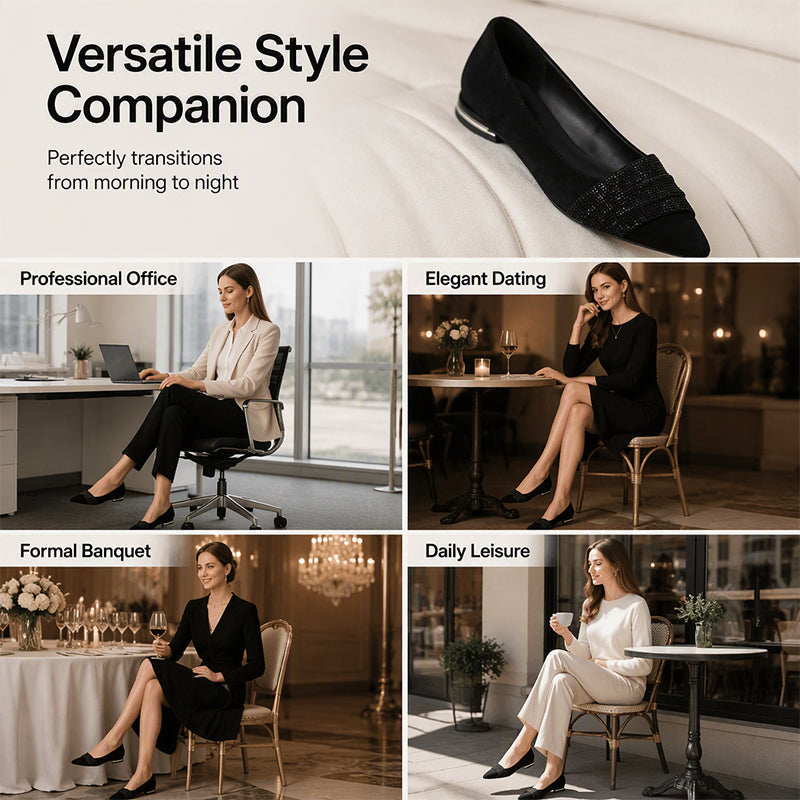 Pointed Toe Low Heel Shoes for Women