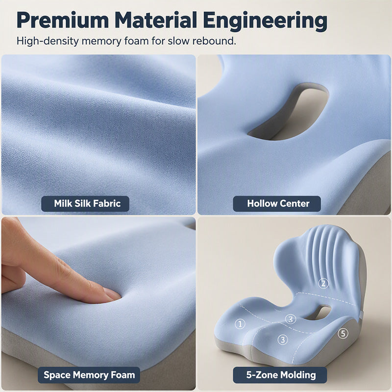 ⏳LAST DAY SALE ONLY ￡19.99!!💕🪑 Ergonomic Memory Foam Seat Cushion with Back Support – Stay Comfortable All Day, Perfect for Office, Car & Home ✨