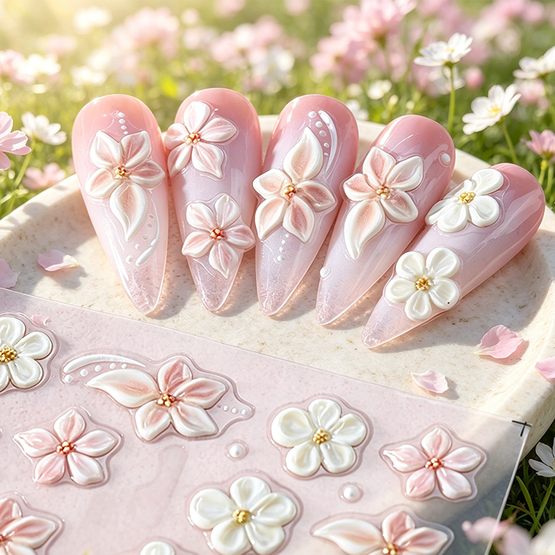 🌸 Salon-Worthy Spring Nails in Seconds – 5D Lily & Daisy Stickers. No UV Lamp, Just Peel & Press. 50% Off. UK Stock