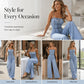 🎉 2026 Sale — Over 35 600 Sold!👖 Women Spaghetti Strap Wide Leg Denim Jumpsuit