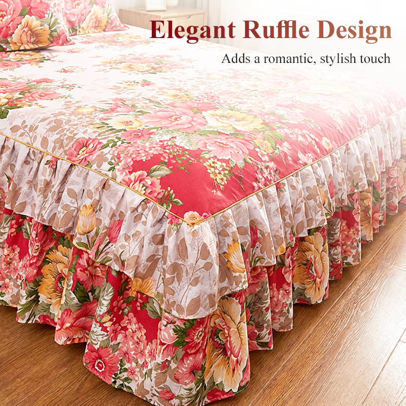 ⏳Limited-time 54% off⏰3-Piece Floral Ruffled Bed Skirt Set🌸🛏️