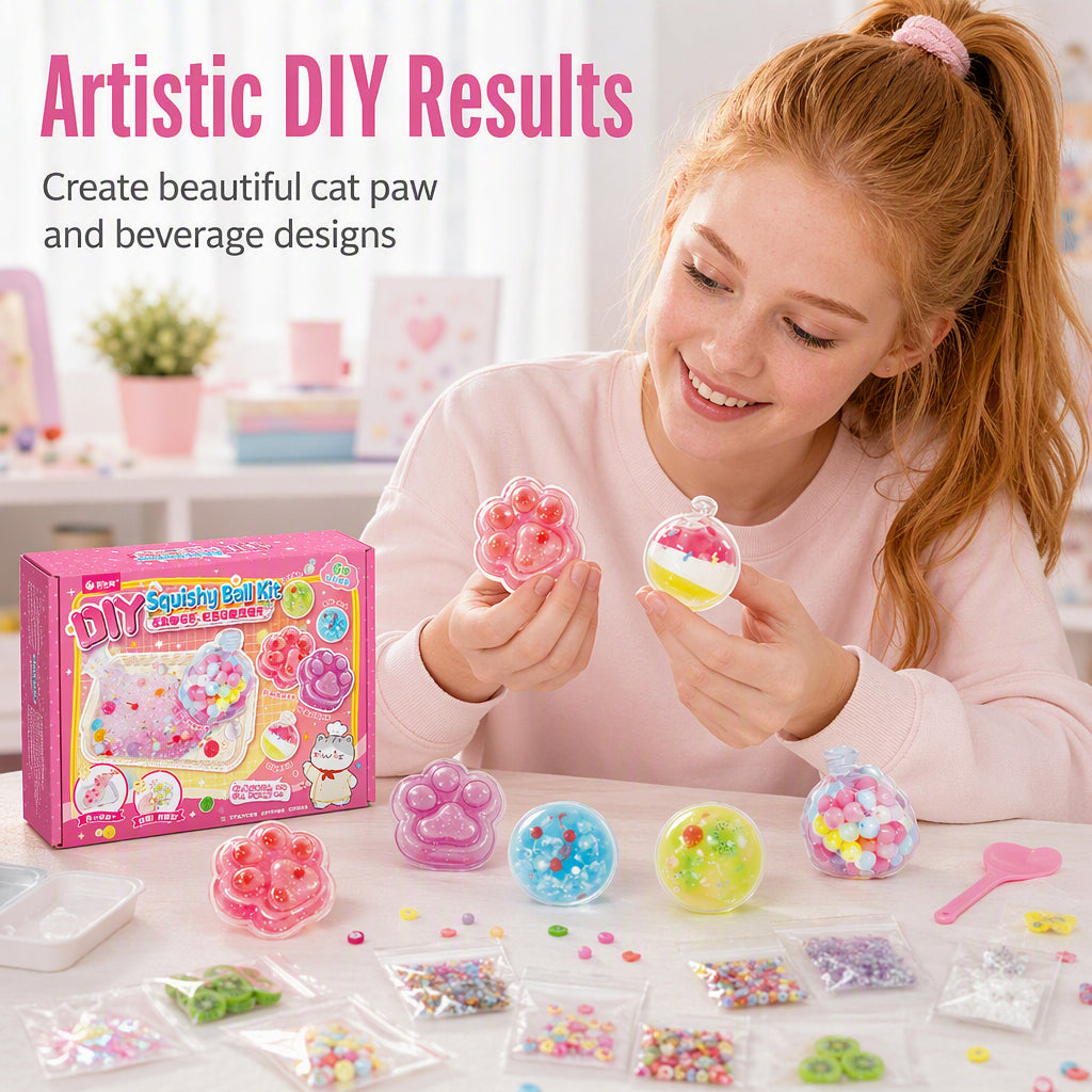 🧁DIY Fried Ice Squishy Toy Kit with Cat Claw Design for Kids