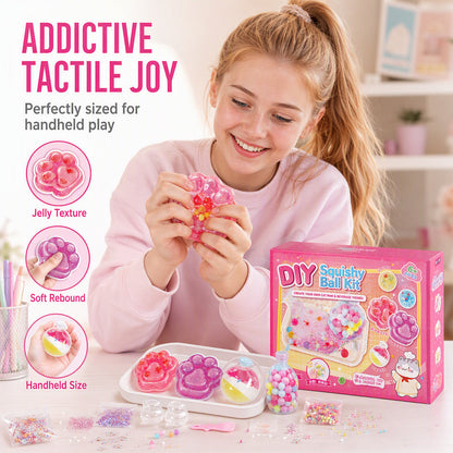 🧁DIY Fried Ice Squishy Toy Kit with Cat Claw Design for Kids