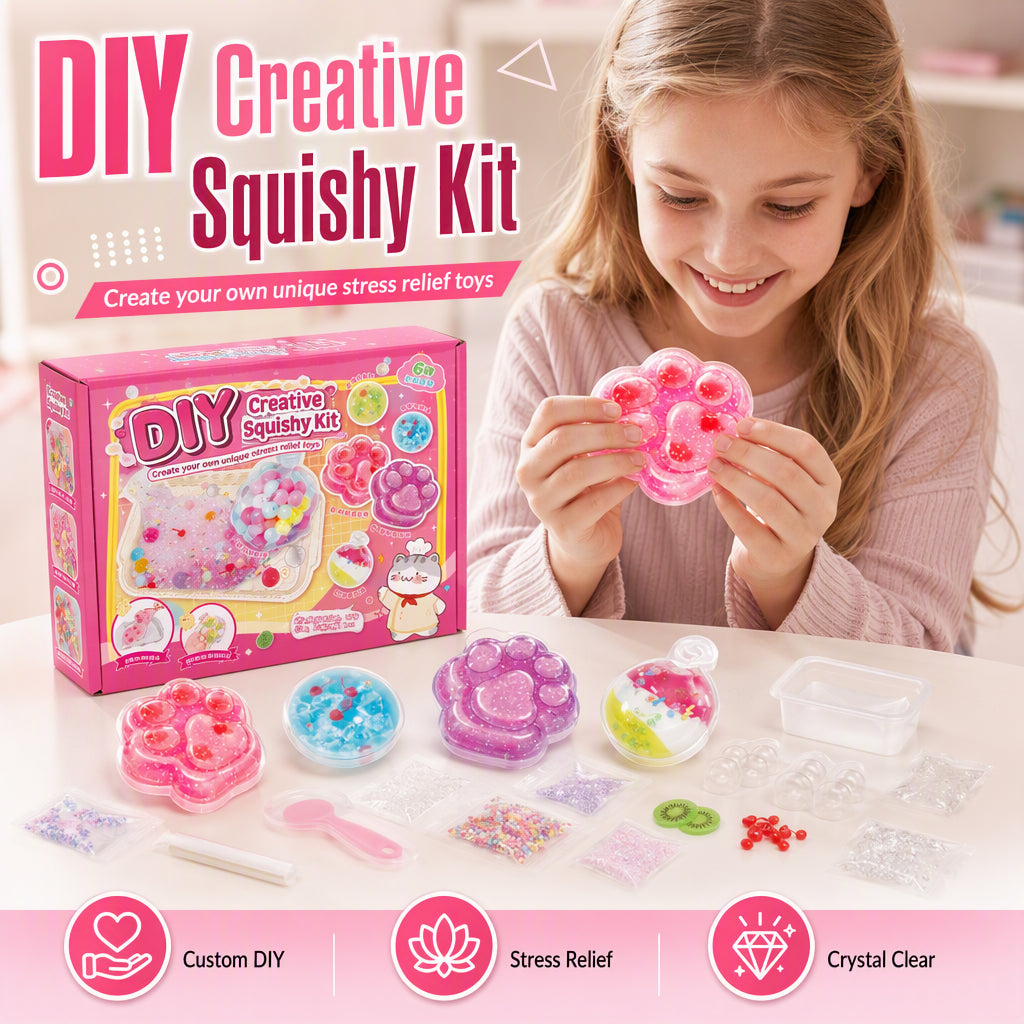 🧁DIY Fried Ice Squishy Toy Kit with Cat Claw Design for Kids