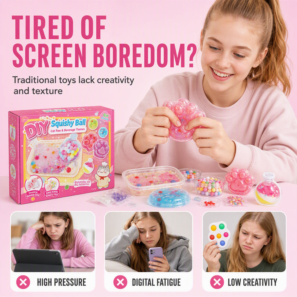 🧁DIY Fried Ice Squishy Toy Kit with Cat Claw Design for Kids