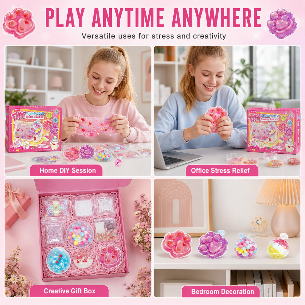 🧁DIY Fried Ice Squishy Toy Kit with Cat Claw Design for Kids