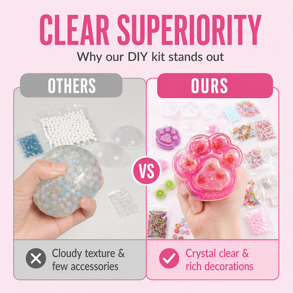 🧁DIY Fried Ice Squishy Toy Kit with Cat Claw Design for Kids