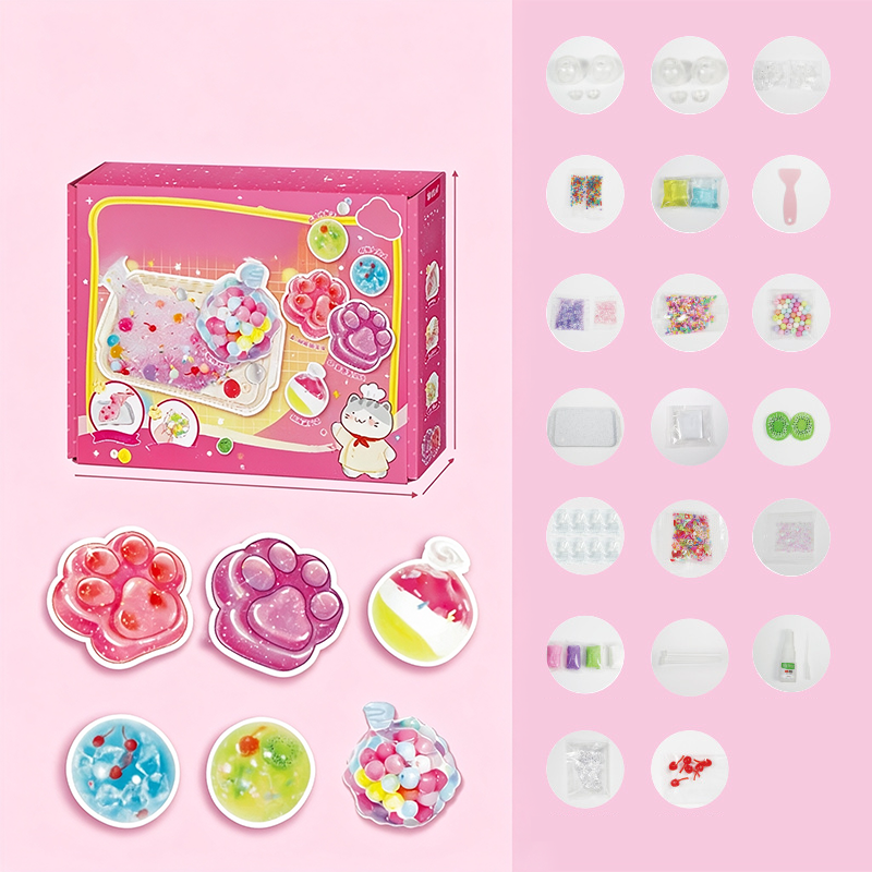 🧁DIY Fried Ice Squishy Toy Kit with Cat Claw Design for Kids