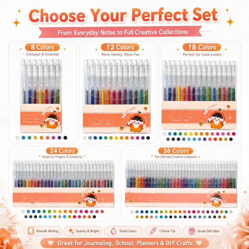 🎨 Quick-Drying Sparkle Pen Set for Cards, Planners and Scrapbooks