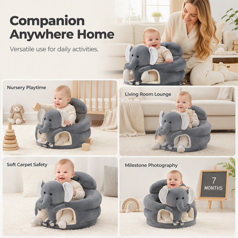 🧸👶Plush Baby Support Seat – Cartoon Floor Chair for Sit-Up Play
