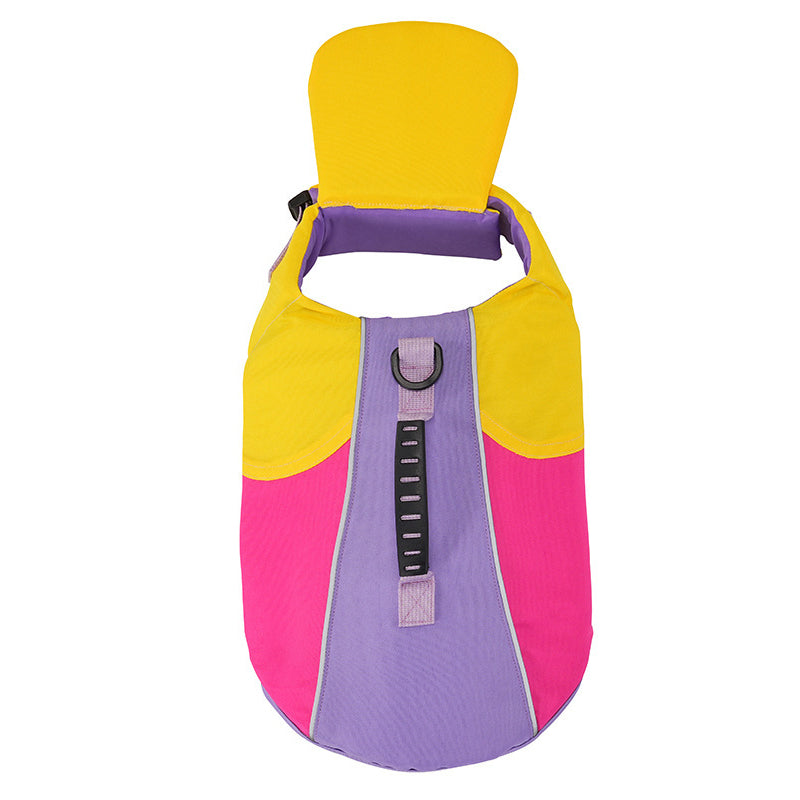 🐶50% OFF NOW! Dog Life Jacket with Chin Float, Color‑Block Pet Safety Flotation Vest with Rescue Handle, Adjustable Buckle Dog Swim Life Vest for Pool Beach Boating