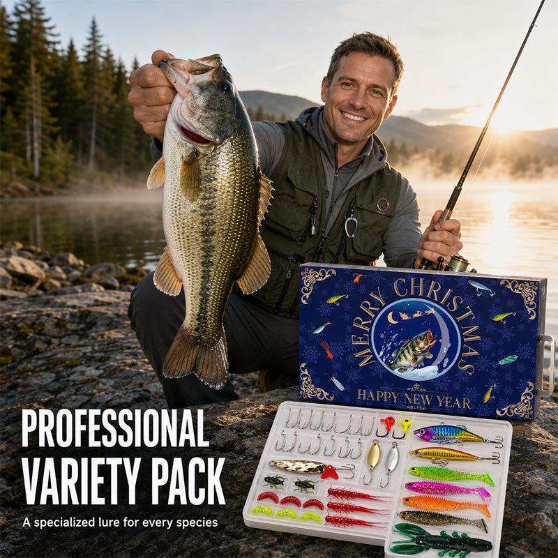 Fishing Lure Advent Calendar Blind Box Set with Minnow Popper Spoons