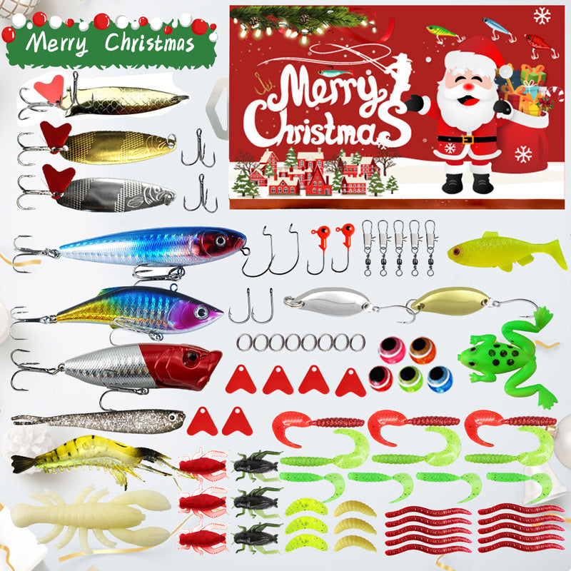 Fishing Lure Advent Calendar Blind Box Set with Minnow Popper Spoons