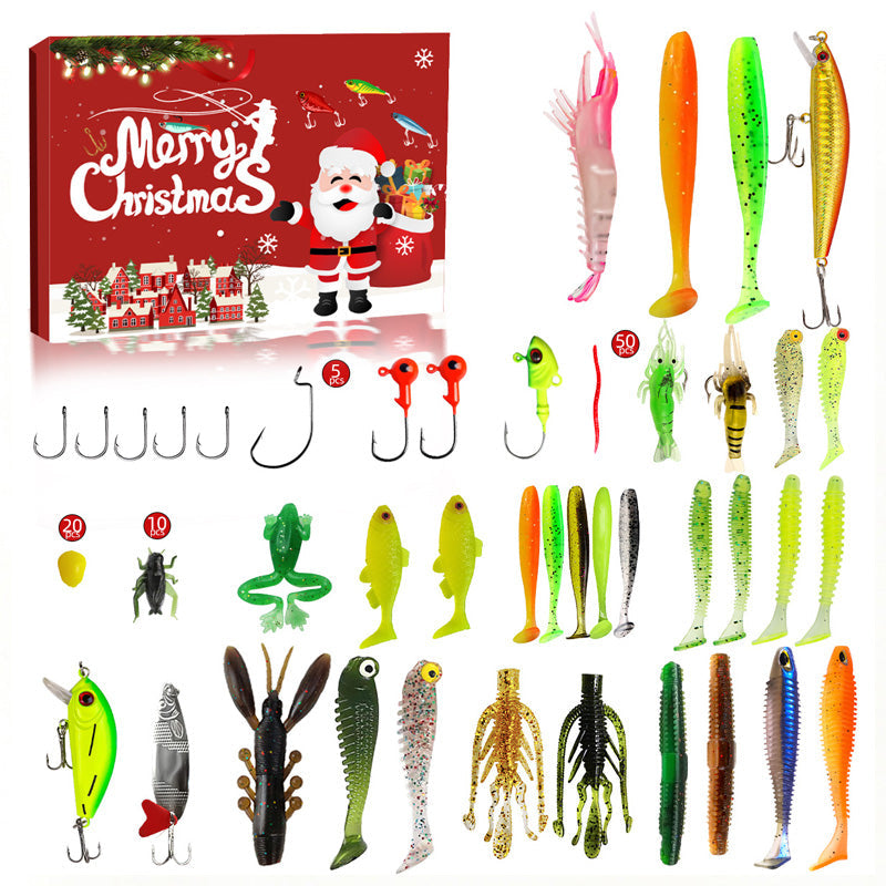 Fishing Lure Advent Calendar Blind Box Set with Minnow Popper Spoons