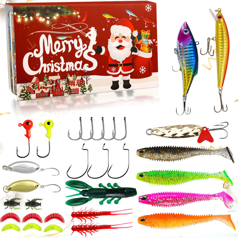 Fishing Lure Advent Calendar Blind Box Set with Minnow Popper Spoons