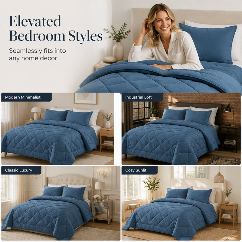⏰3-Piece Quilted Comforter Set with Shams