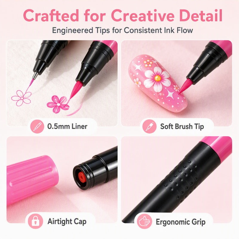 💥 24 Colors Dual Ended Nail Art Pens Set – Creative, Salon‑Quality, Easy DIY ✨