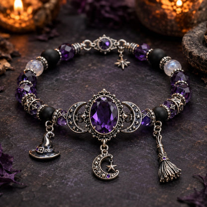 💜 Save 50%!  Gothic Purple Rhinestone Bracelet – Glam & spooky vibes ✨