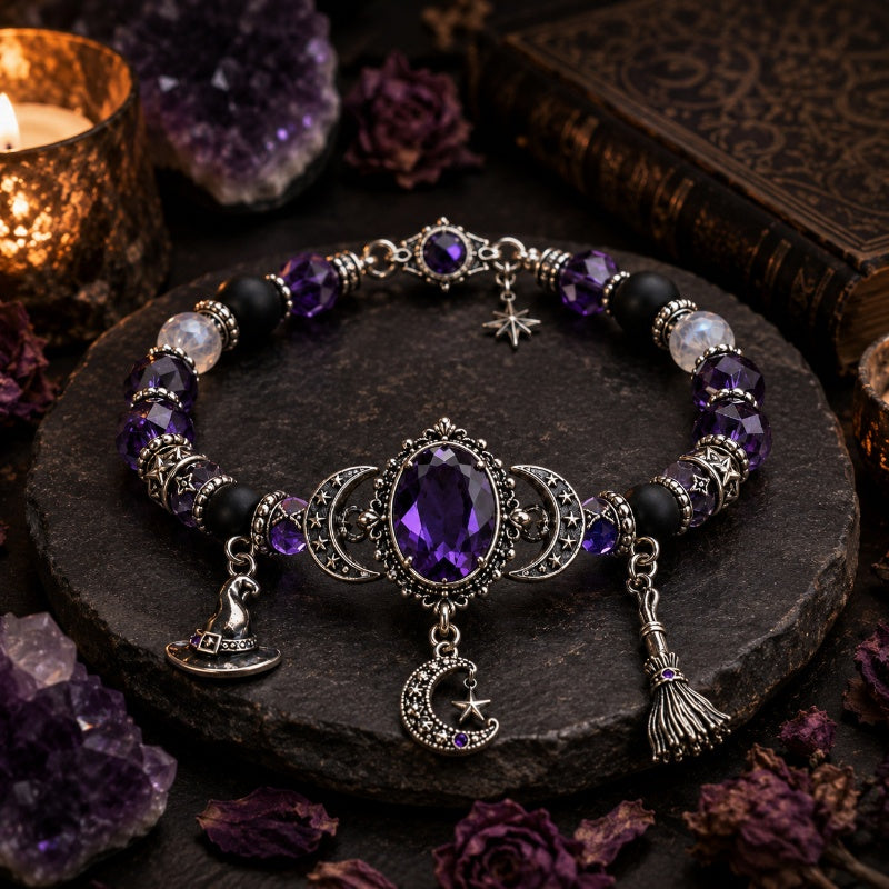 💜 Save 50%!  Gothic Purple Rhinestone Bracelet – Glam & spooky vibes ✨