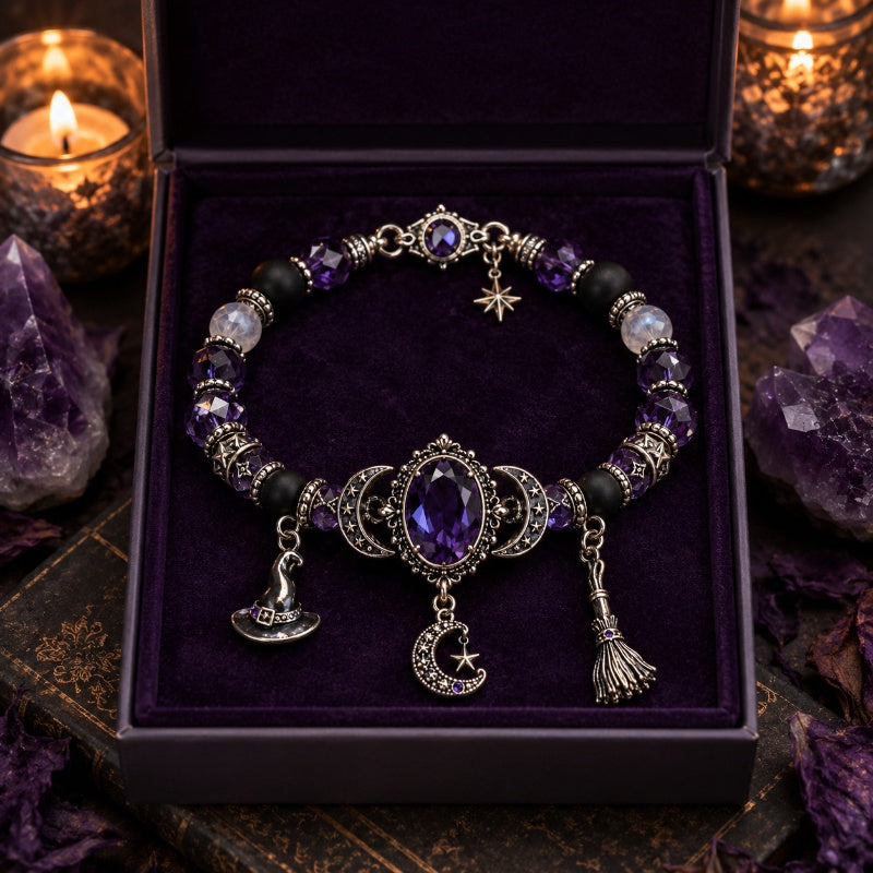 💜 Save 50%!  Gothic Purple Rhinestone Bracelet – Glam & spooky vibes ✨