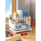 🍽️ 2-Tier Dish Drying Rack with Drainboard: Large Capacity, 360° Rotating Spout, Sturdy Carbon Steel, Space-Saving Design