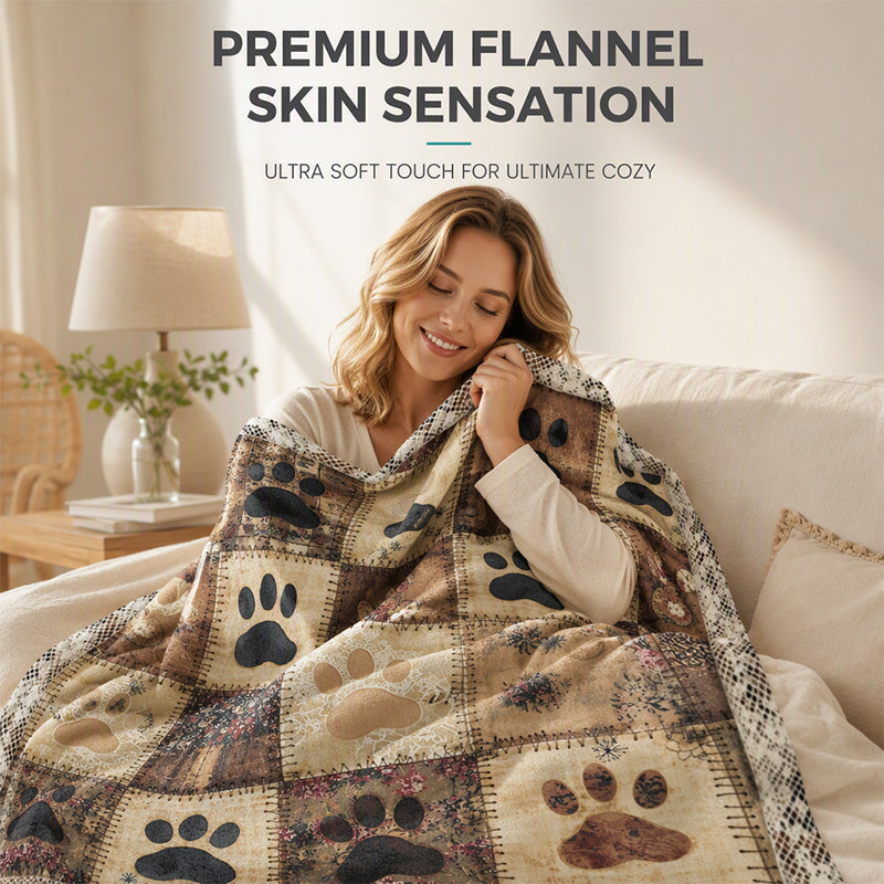 🐾🛋️Ultra-Soft Flannel Throw Blanket | Cute Patchwork Style🧶