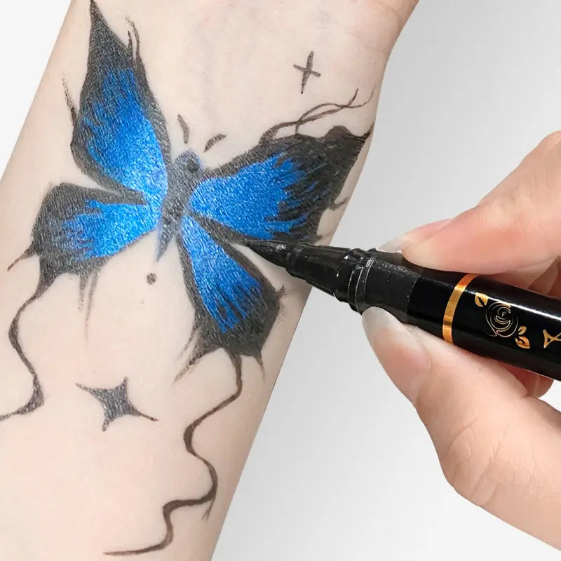 🎁🔥Last day sale 50% OFF🔥Cosmetic Grade Temporary Tattoo Markers for Skin, 10/15 Vibrant Colors Flexible Brush Tip Pens,, High Detail, Face Makeup Halloween, None Toxic, Office Stationery Writing Tool