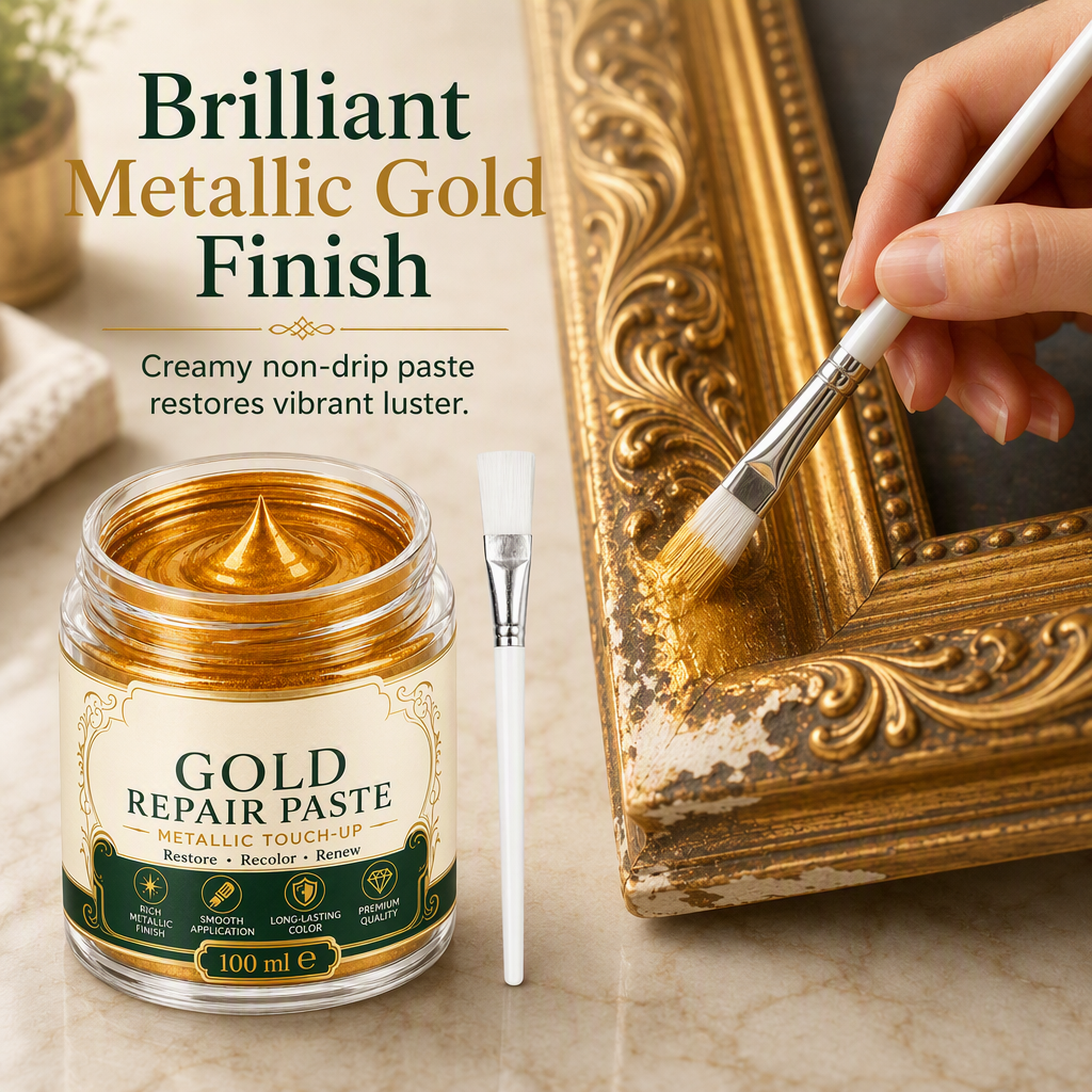 Gold/Silver Metallic Refinishing Repair Paste with Brush