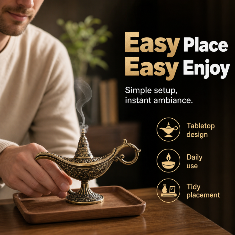 🔥 BUY 1 GET 1 FREE!! 🪔 Retro Aladdin Magic Lamp Incense Burner – Vintage Alloy Aroma Diffuser ✨