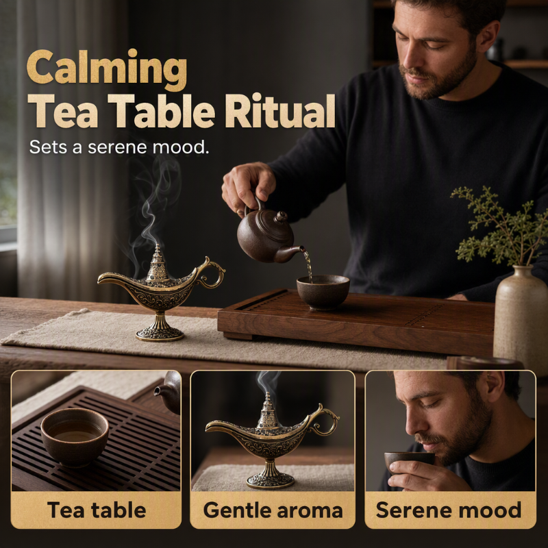 🔥 BUY 1 GET 1 FREE!! 🪔 Retro Aladdin Magic Lamp Incense Burner – Vintage Alloy Aroma Diffuser ✨