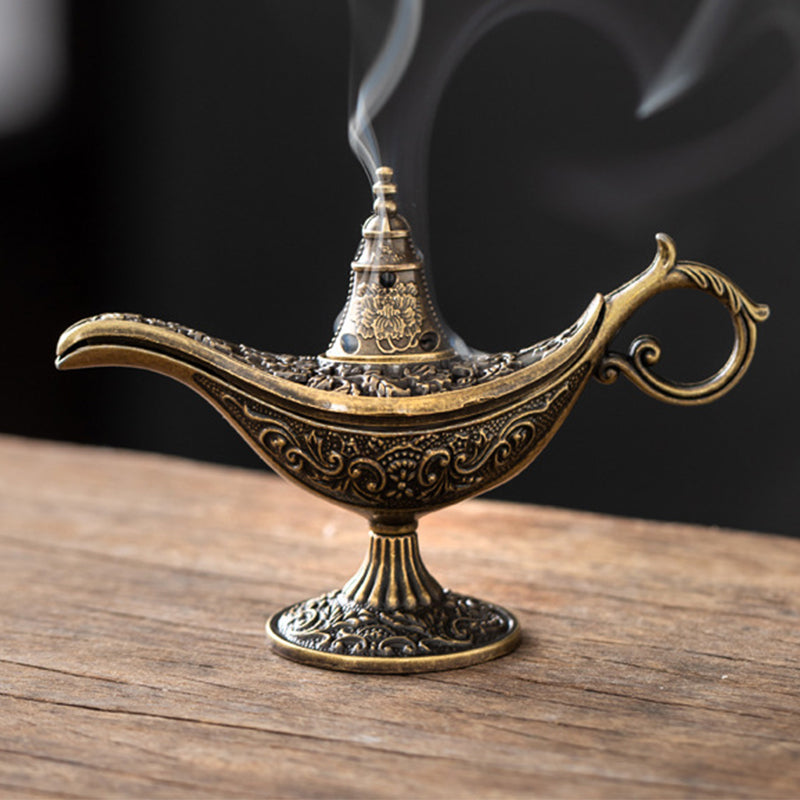 🔥 BUY 1 GET 1 FREE!! 🪔 Retro Aladdin Magic Lamp Incense Burner – Vintage Alloy Aroma Diffuser ✨