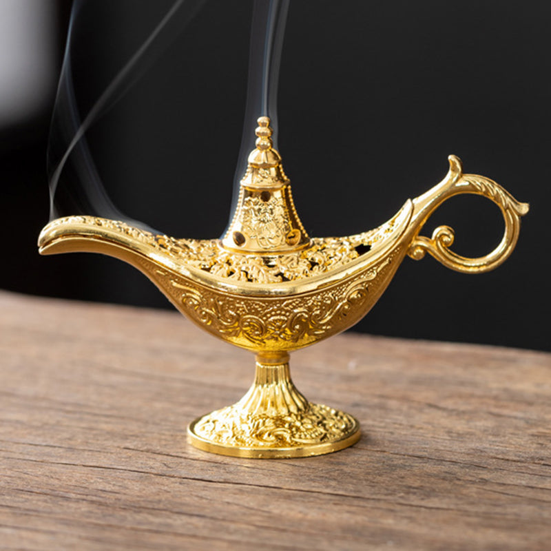 🔥 BUY 1 GET 1 FREE!! 🪔 Retro Aladdin Magic Lamp Incense Burner – Vintage Alloy Aroma Diffuser ✨