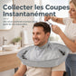 Hair Cutting Cape with Catcher – built-in groove traps clippings, no mess on clothes or floors. Waterproof, non-static, folds flat. Perfect for home trims & kids' cuts