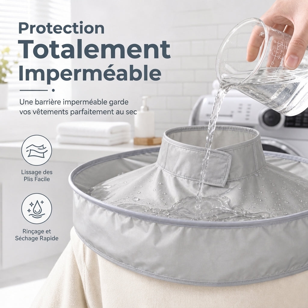 Hair Cutting Cape with Catcher – built-in groove traps clippings, no mess on clothes or floors. Waterproof, non-static, folds flat. Perfect for home trims & kids' cuts