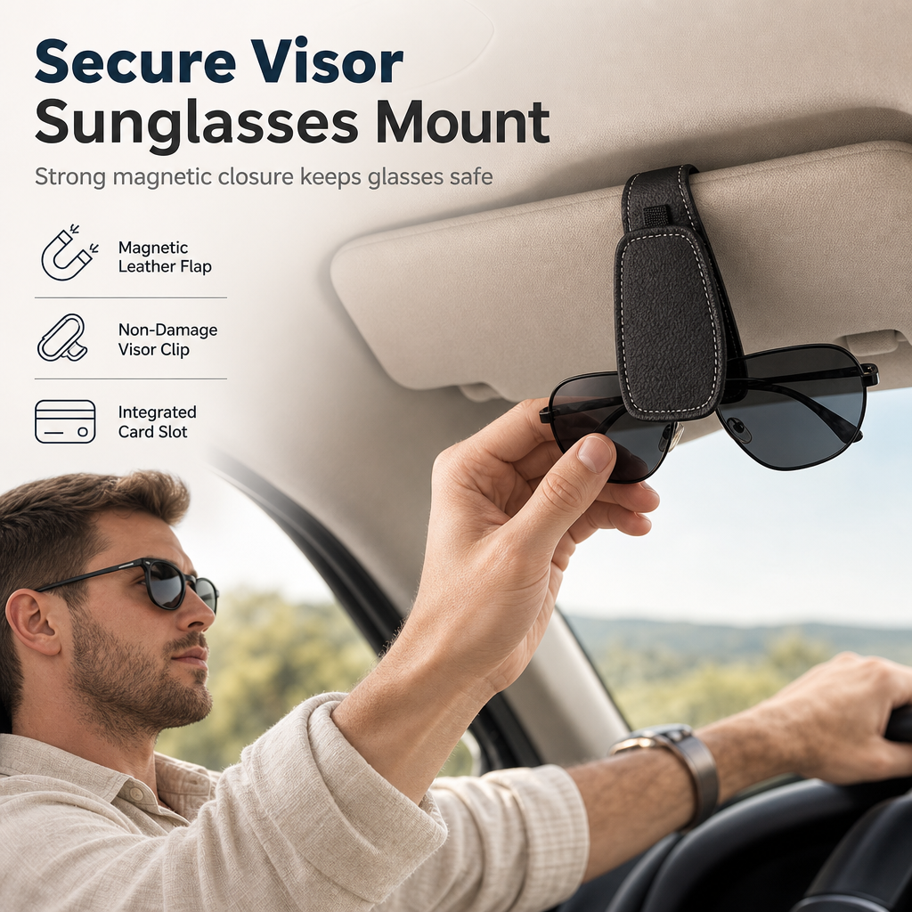 🕶️Car Sunglasses Holder Double Clip Eyeglasses Mount and Ticket Card Clip