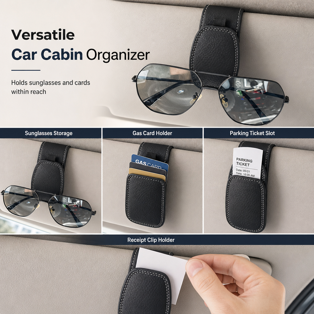 🕶️Car Sunglasses Holder Double Clip Eyeglasses Mount and Ticket Card Clip