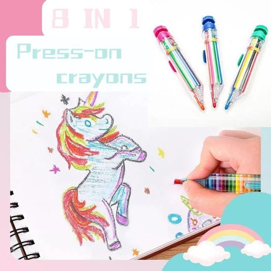 【Buy 1 Get 1 Free 】8-in-1 Multicolor Crayons