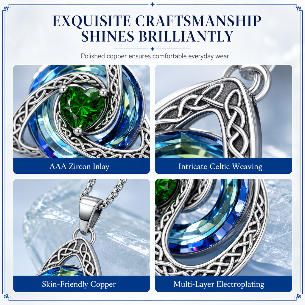 ⏰Women's Celtic Knot Birthstone Pendant Necklace🌀📿