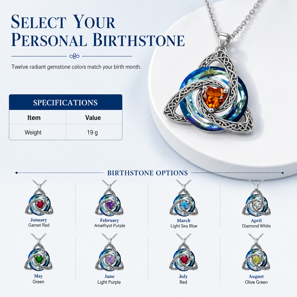 ⏰Women's Celtic Knot Birthstone Pendant Necklace🌀📿