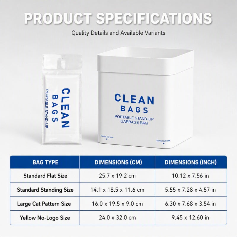 Thickened Self Standing Adhesive Car Trash Bags Flat Mouth Disposable Garbage Cleaning Bags for Vehicle Desk and Kitchen