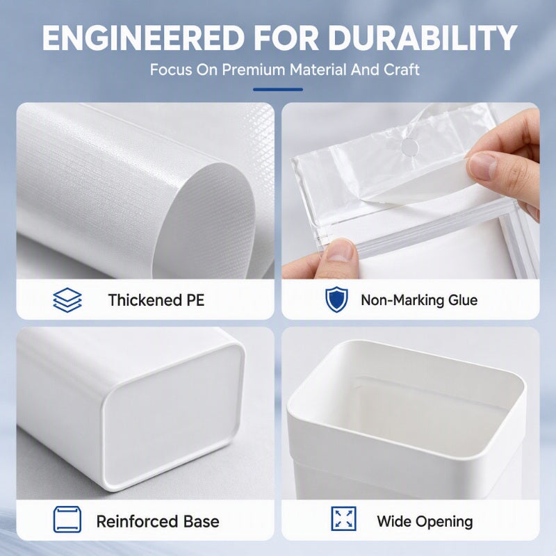 Thickened Self Standing Adhesive Car Trash Bags Flat Mouth Disposable Garbage Cleaning Bags for Vehicle Desk and Kitchen