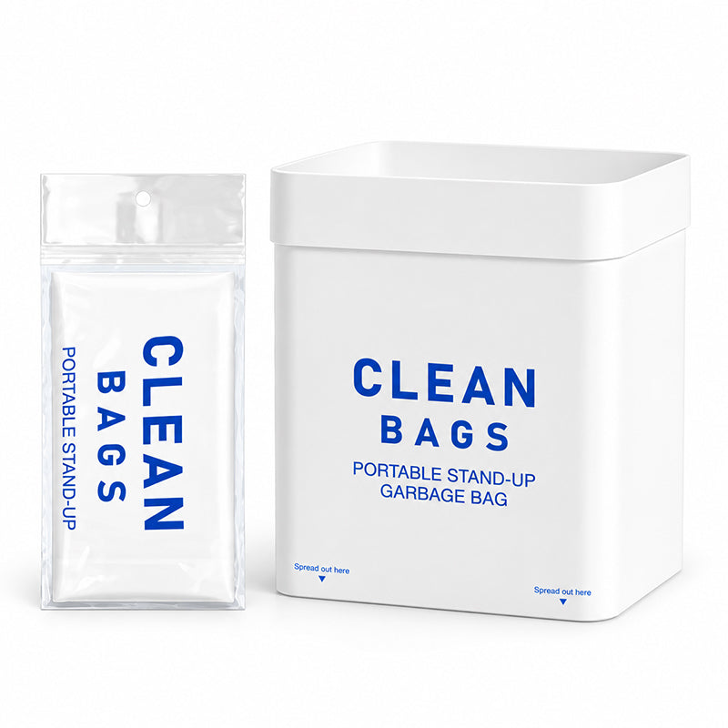 Thickened Self Standing Adhesive Car Trash Bags Flat Mouth Disposable Garbage Cleaning Bags for Vehicle Desk and Kitchen