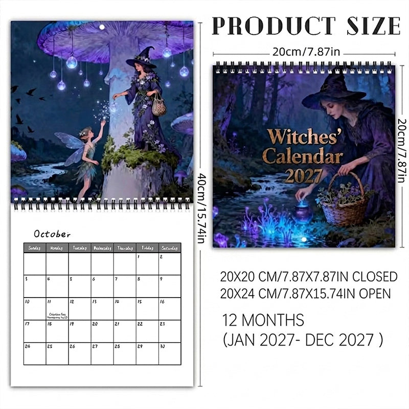 🔮 Mystical Witches Calendar 2027 | Gothic Wall Art