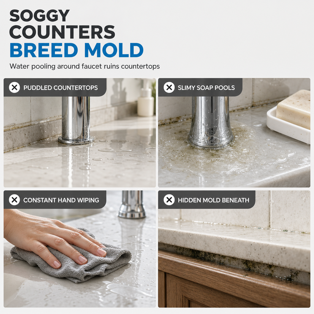 🎁2026 New Arrivals 50% OFF💧 Silicone Faucet Splash Guard Mat – Drain Fast & Cuttable, Keep Sinks Tidy 🧽