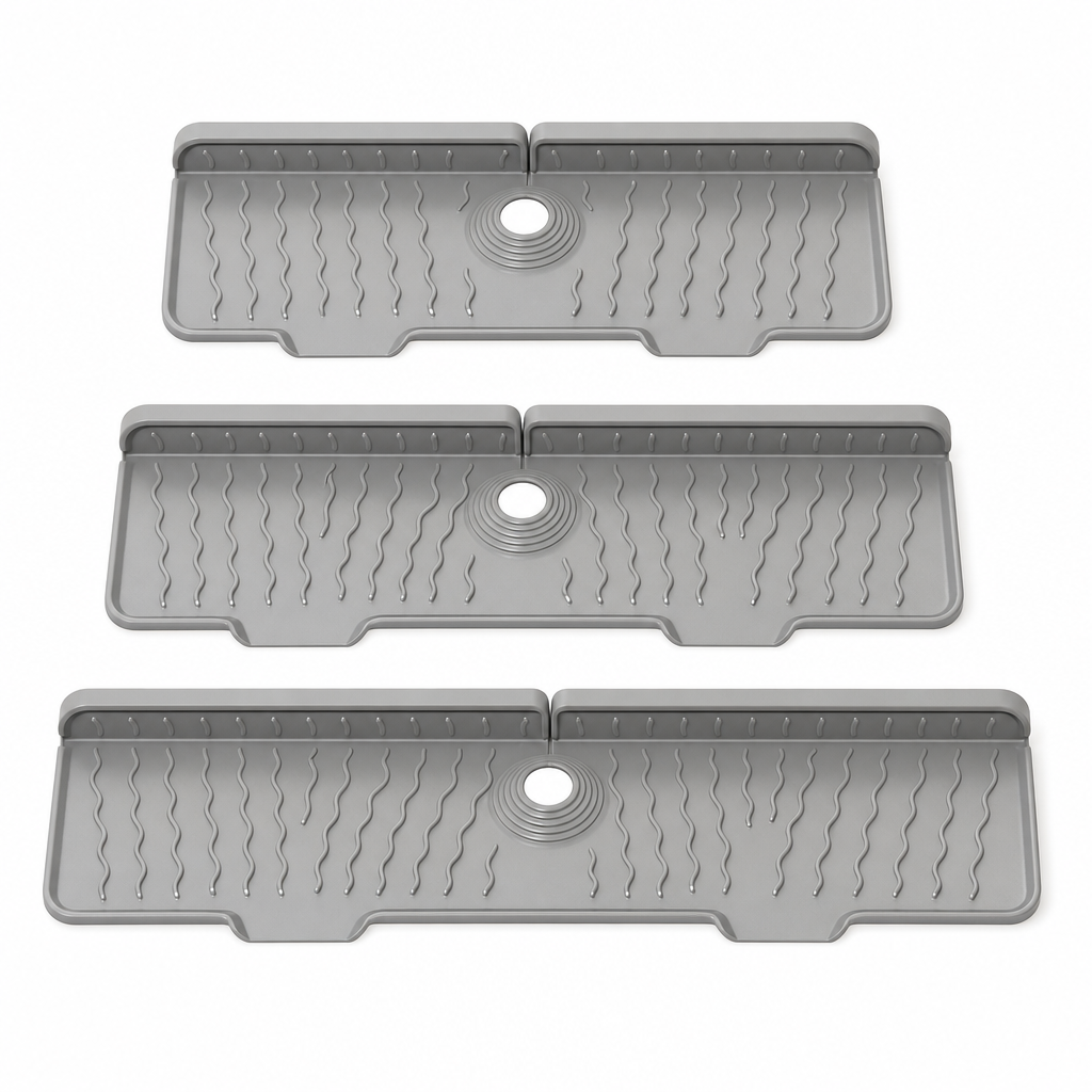 🎁2026 New Arrivals 50% OFF💧 Silicone Faucet Splash Guard Mat – Drain Fast & Cuttable, Keep Sinks Tidy 🧽