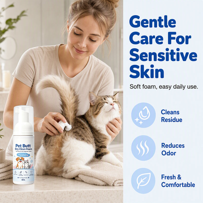 【Buy 1 Get 1 Free】No-Rinse Pet Butt Dry Clean Foam for Dogs & Cats